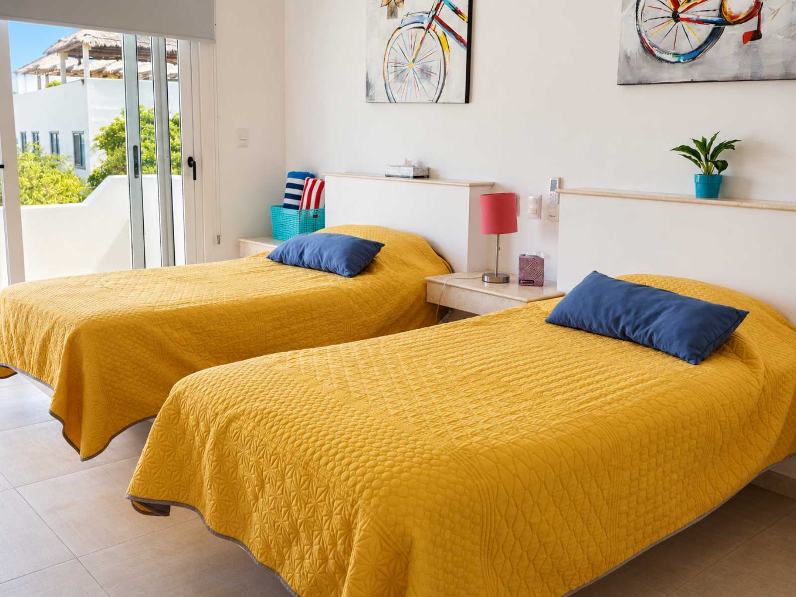 Twin bedroom at Casa Sienna Lia in Isla Mujeres